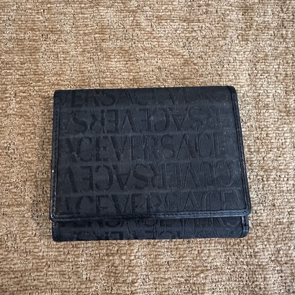 Vintage Versace Embossed Black Wallet